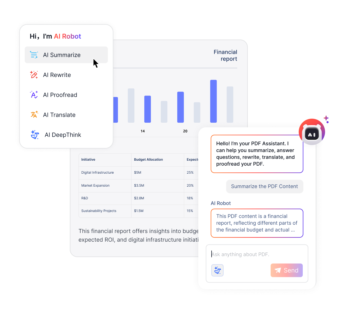 AI PDF features mockup