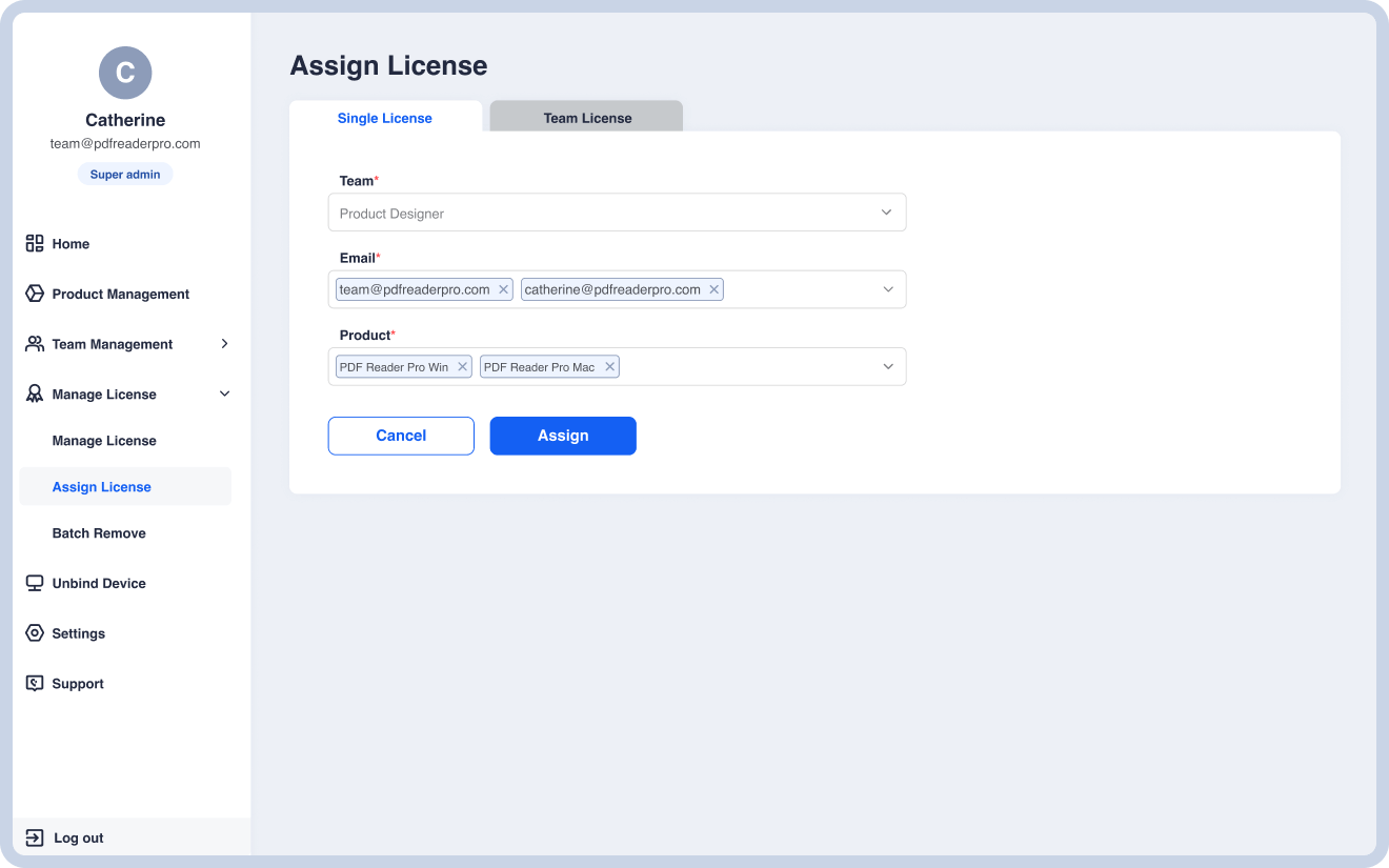Assign or Remove License for Members