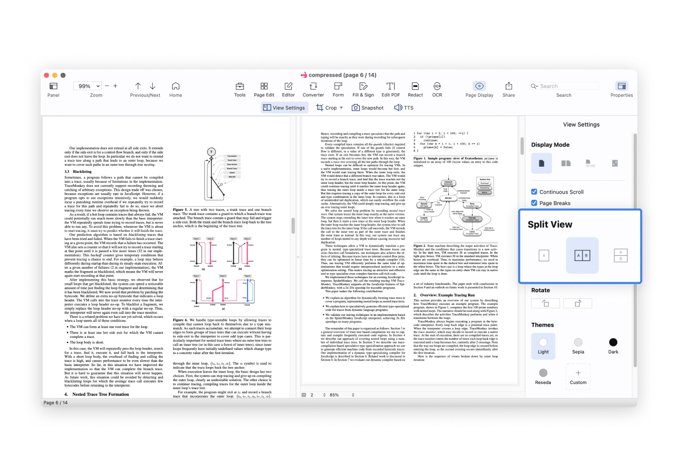 PDF splitview