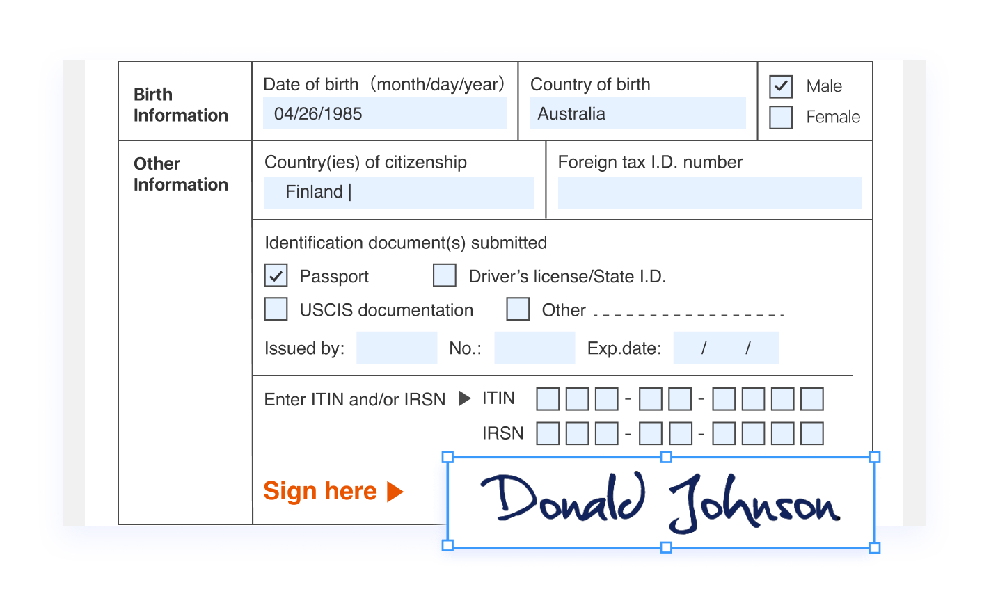 Sign documents