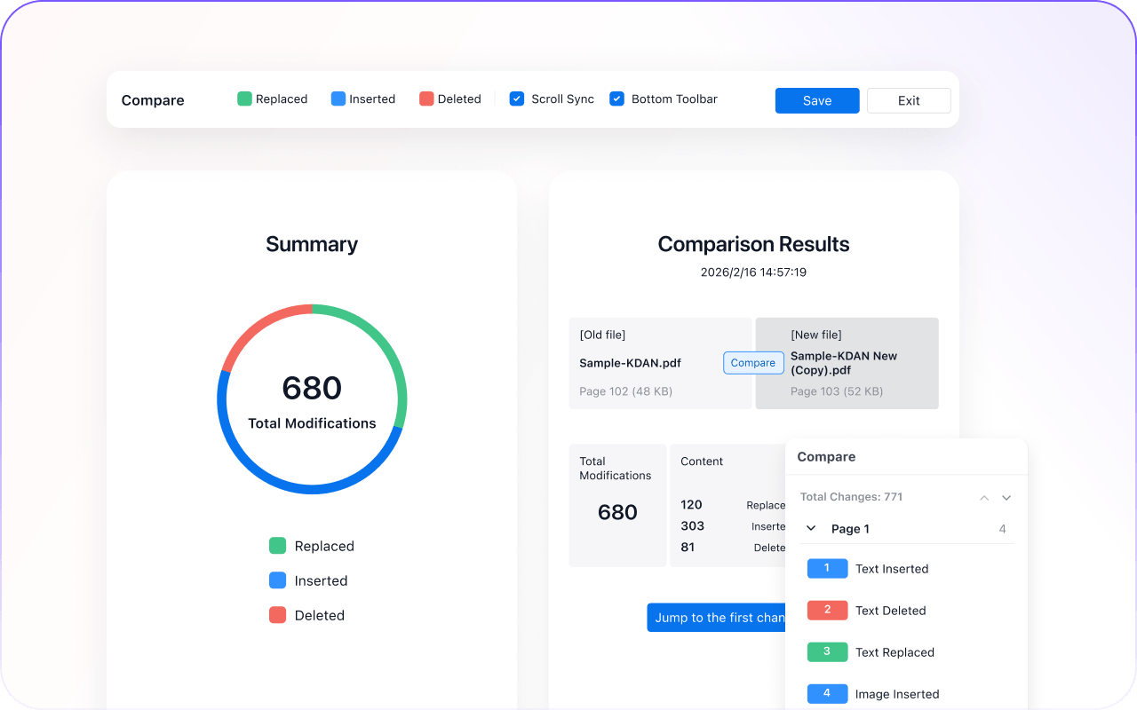 Smarter PDF Comparison, Summarize Differences
